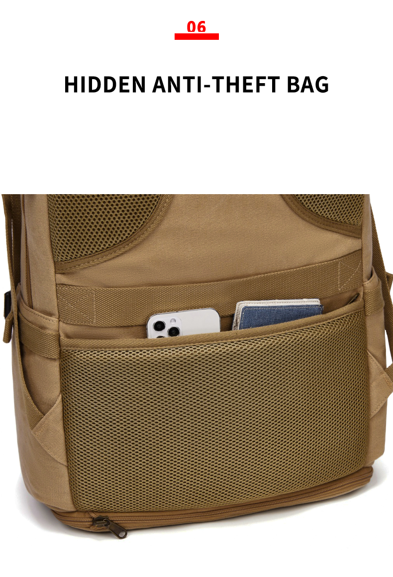 56-77Litre Vintage Canvas Laptop Backpack Khaki Color Waterproofing