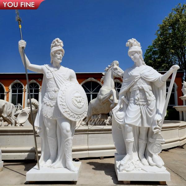 Life Size White Marble Roman Solier Statue for Sale