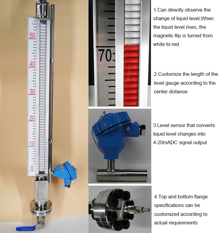 120mm Tank Magnetic Level Gauge With Magnetic Float Level Sensor Switch