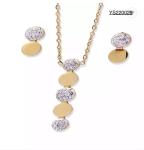 Female Stainless Steel Jewelry Set High Drop Shaped Rhinestone Jewelry Necklace