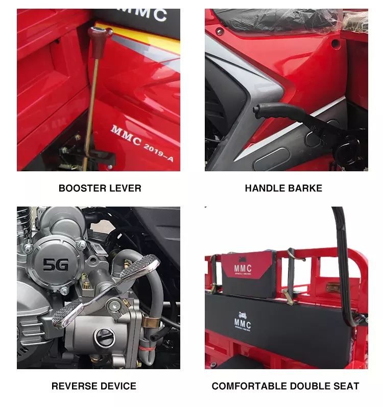 Motorized 150CC Three Wheel Cargo Motorcycle 250W Open Body Type
