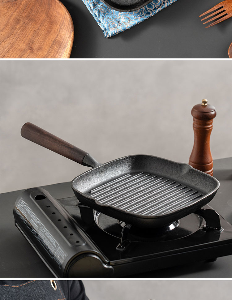 Hot Selling Omelette Fry Grill Pan Multipurpose Korean Die Cast Iron Bbq Frypan Non Stick Square Cookware Skillet Pan
