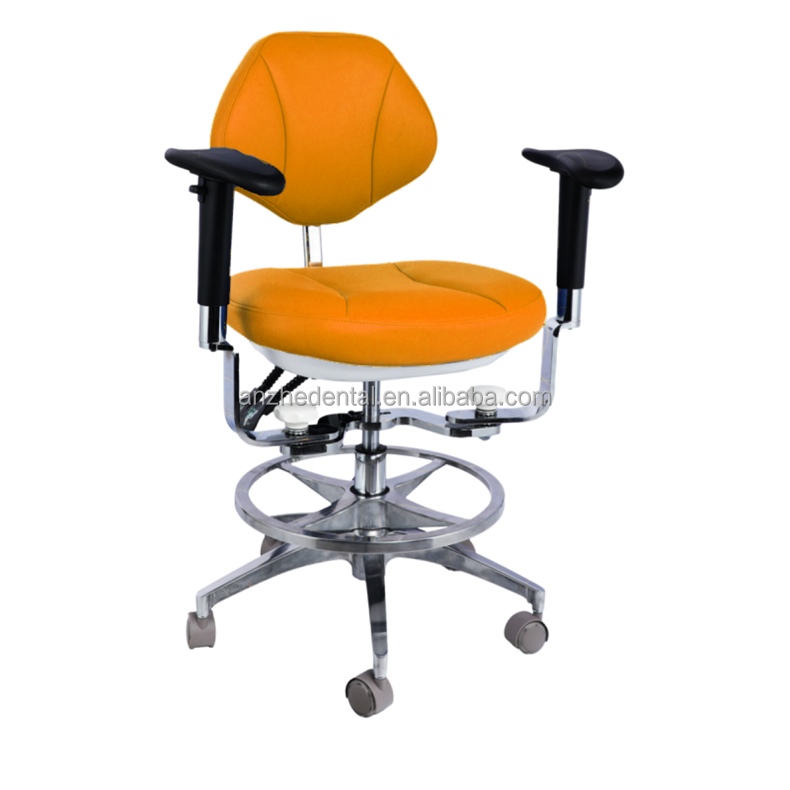 Ergonomic Design Dental Assistant Chair 5 Universal Wheels Dentsit Stool With Double Armrest