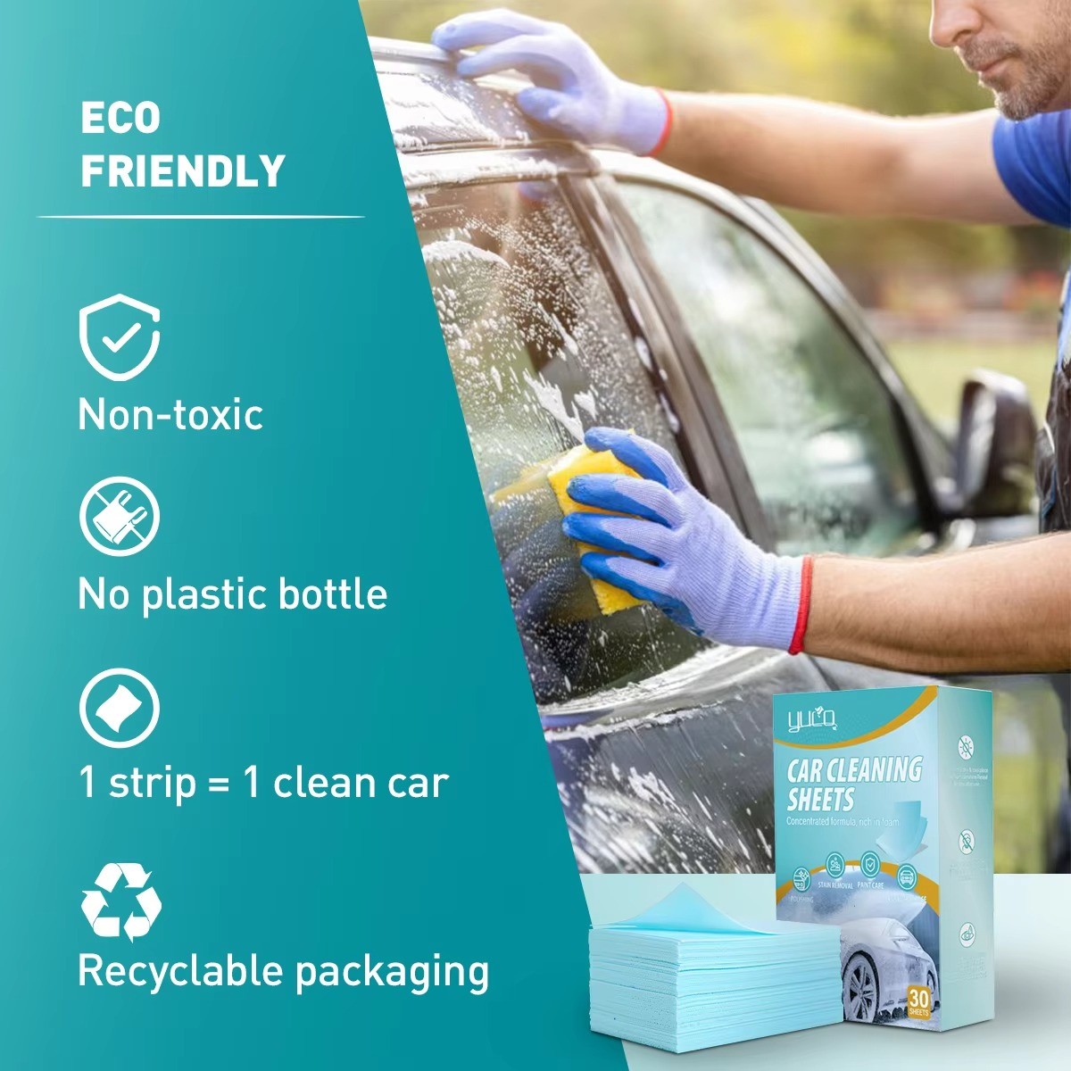 Eco Friendly Car Wash Strips Natural Biodegradable High Foam Easy Cleaning