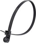 Black 8 Inch Screw Mount Cable Ties Nylon 66 200mm x 5mm 100 pcs/bag