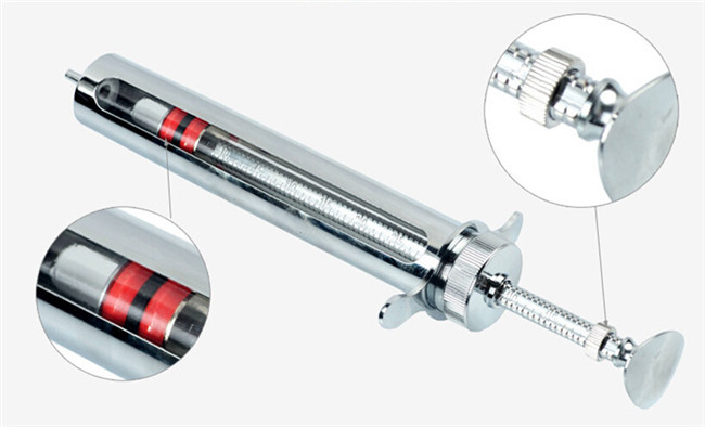 Luer Lock Veterinary Metal Syringe 20ml Manual Stainless Steel Syringe