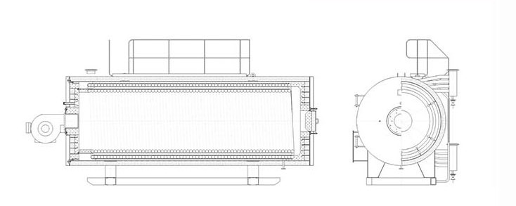 Horizontal Hot Oil Boiler , Hot Oil Heater Package 300℃ Three Pass Coil Pipes