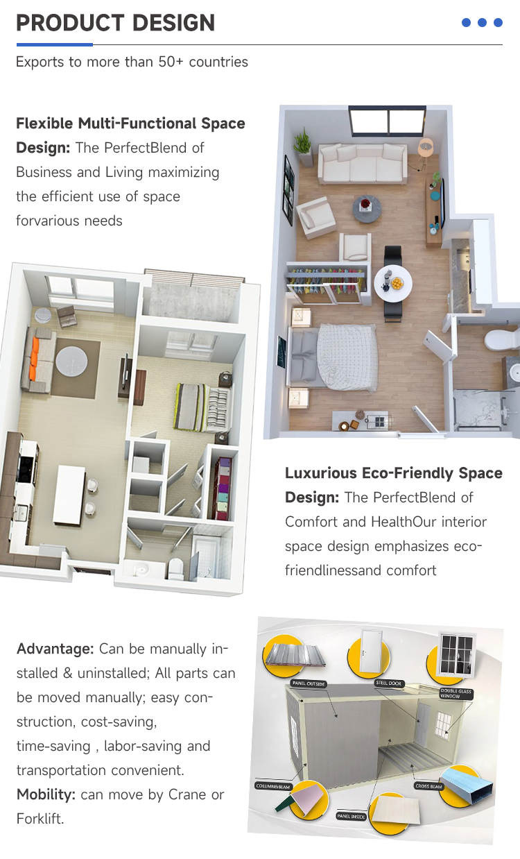 40ft Movable Expandable Villa Type Container Home with Bathroom And Kitchen Thermal Insulation Prefabricated Tiny Villa