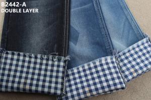 China 403gsm Lattice Double Layer Dobby Denim Fabric Denim Jacket Material wholesale