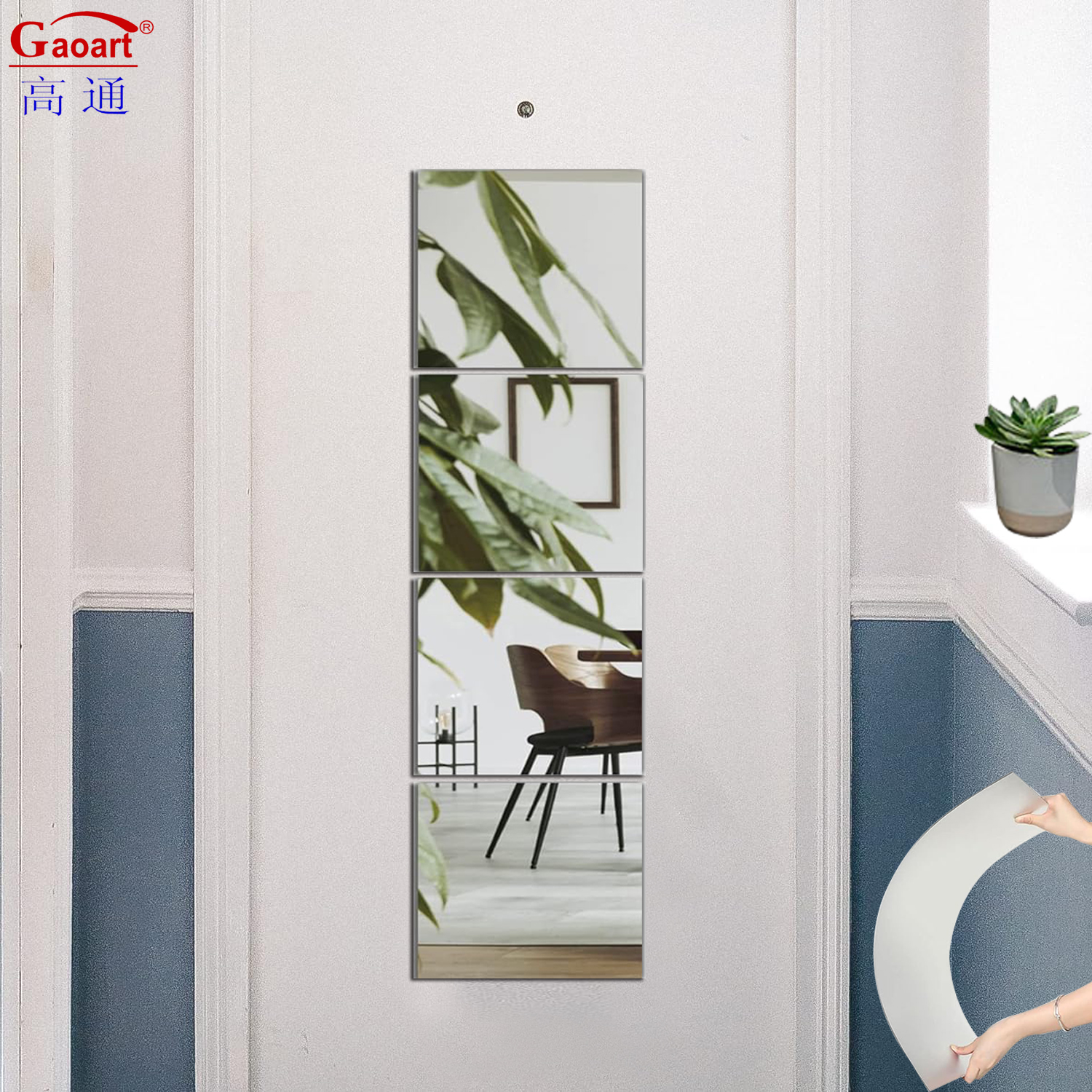 Modern Wall Mirror Unbreakable Acrylic Letter Dressing Shape Soft Silver Mirrors Sticker