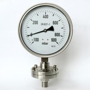 China 160mm Dial Pressure Gauge Diaphragm Seal 100 Mbar 900 Mbar Radial wholesale