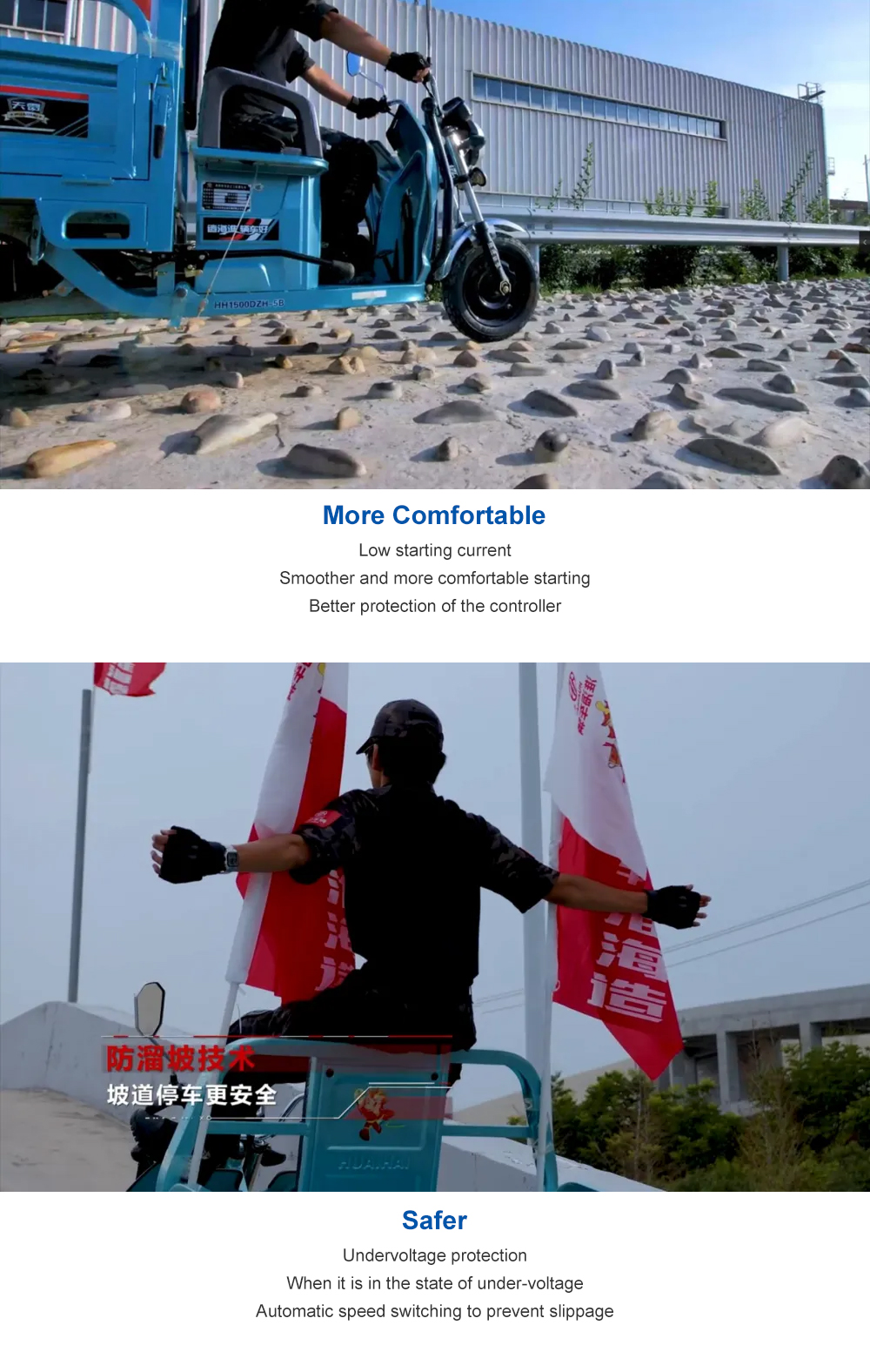 Passenger Three Wheel Electric Tricycle Scooter Driving Mileage of ≥90km and Affordable