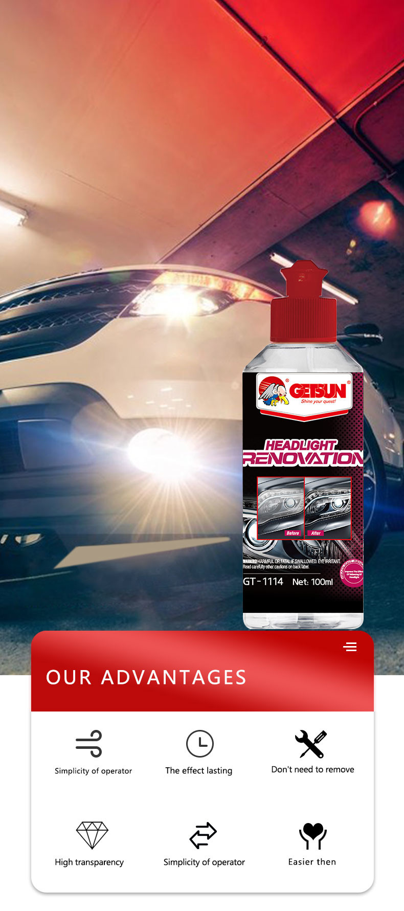 Water Soluble Headlight Renovation Restoration Polishing Compound ODM