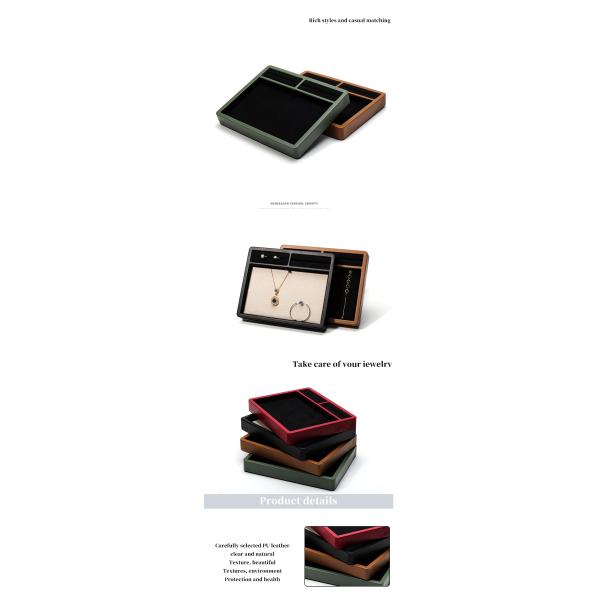 Multi-Compartments PU Leather Jewelry Display Plate for Ring Pendant Ear Studs
