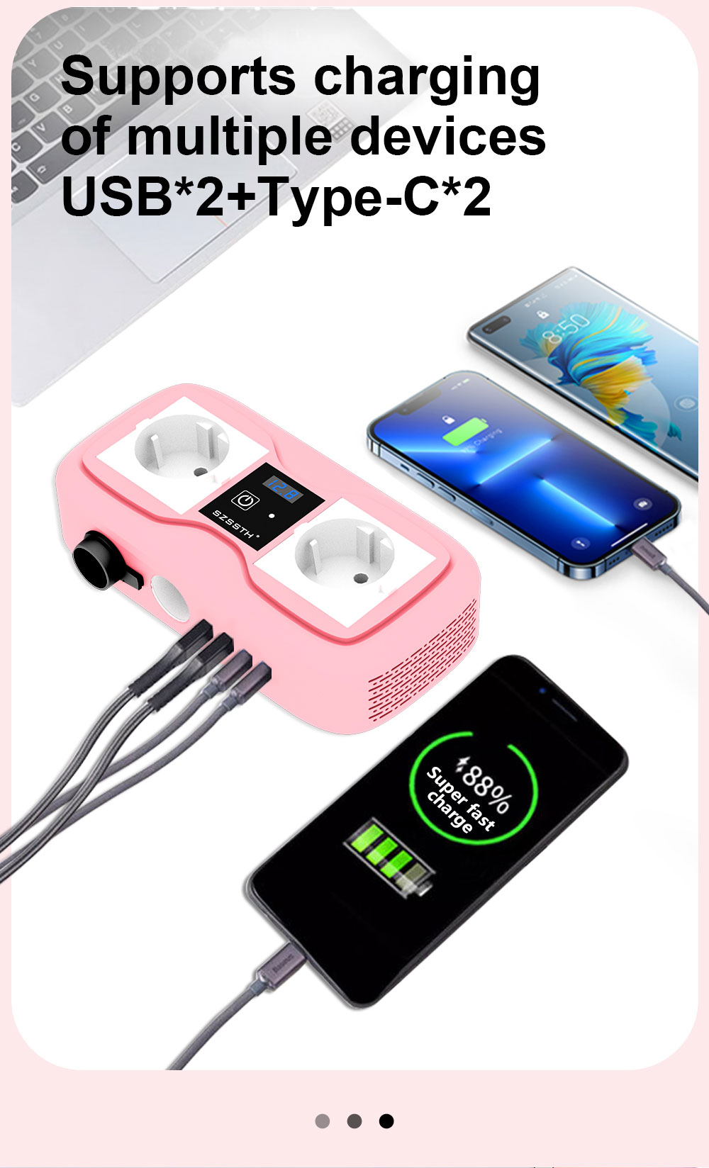 Modified Sine Wave 200 Watt Car Inverter 12V DC To AC 240V With 2 USB Charging Ports