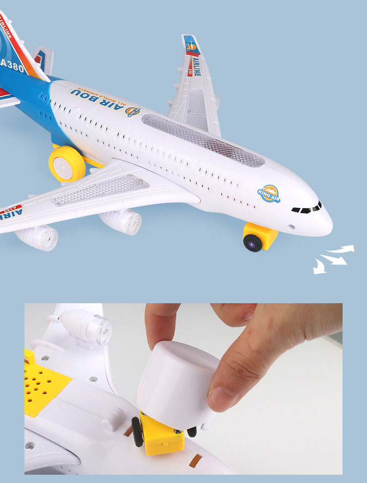 Children's Electric Toy Airplane A380 with Universal Wheels and Simulation Model