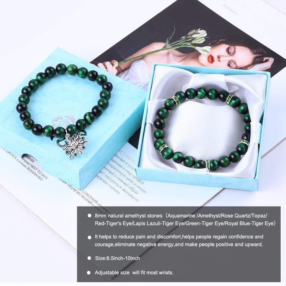Handmade Round Green10mm Tiger Eye Bead Bracelet Crystal Healing