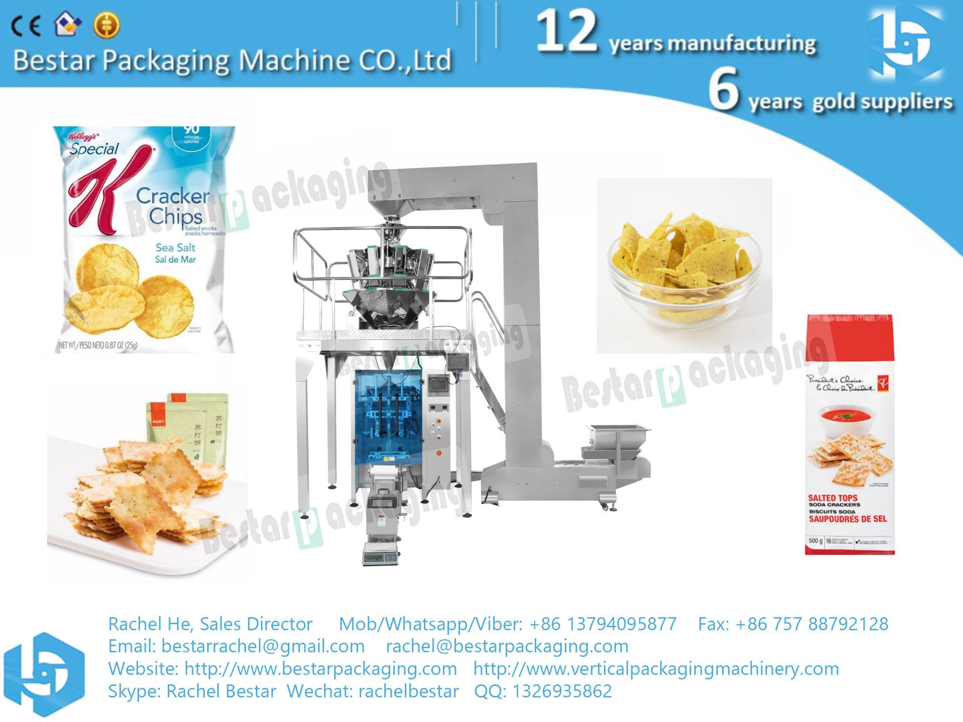 Full automatic grain snack biscuit packing machine with weigher and Z elevator