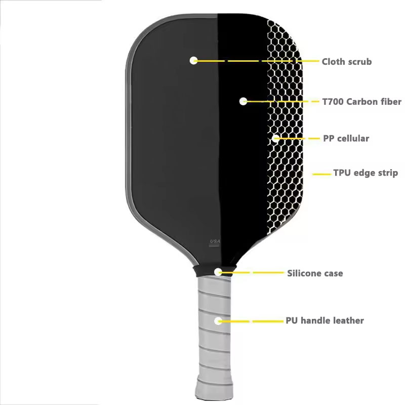 T700 Carbon Fiber Fiberglass Pickleball Paddles With 115mm Handle Circumference