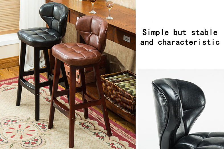 Mail packing Y Modern Antique Upholstered Wooden Bar Chair Stools Leather High Chair for Bar Table at Affordable