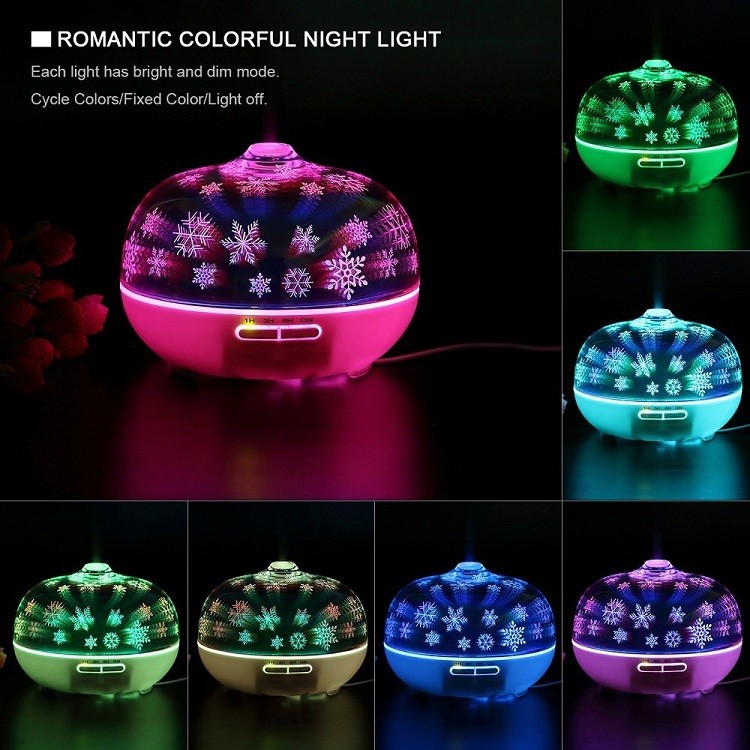 300ml 7 Color Changing 3D Glass Ultrasonic Diffuser