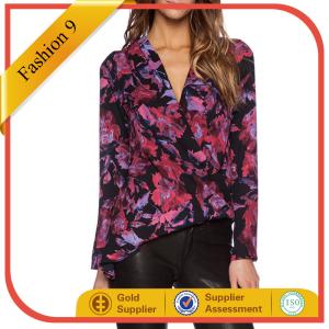 China Floral Printed CROSSOVER BLOUSE wholesale