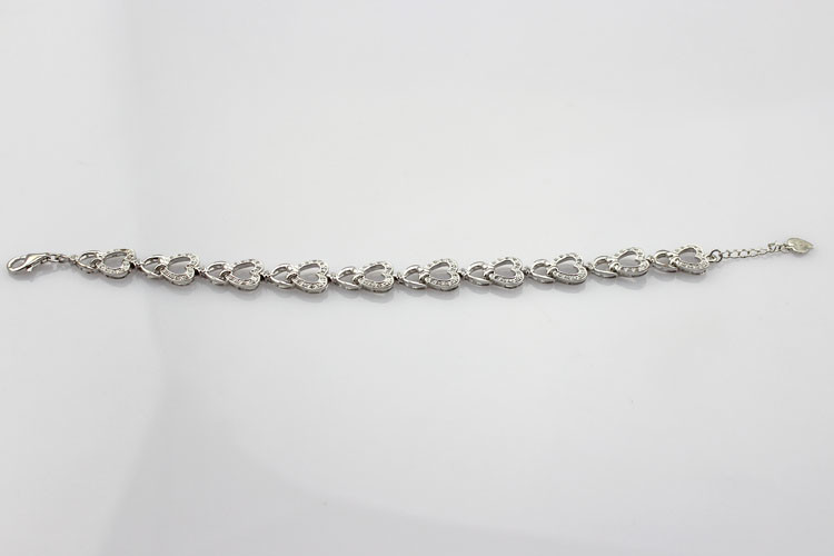 Sterling Silver Pave Clear CZ Diamonds Heart Tennis Bracelet (B03)