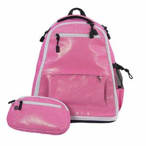 China Fashionable Pink Glitter Sparkle Cheerleading Bag With Water Bottle Holders wholesale