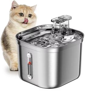 China Square 2.2l Stainless Steel Automatic Pet Water Dispenser Clean Water and Circulation wholesale