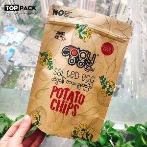 China Resealable Paper Standing Pouch Potato Chips Kraft Stand Up Pouches wholesale
