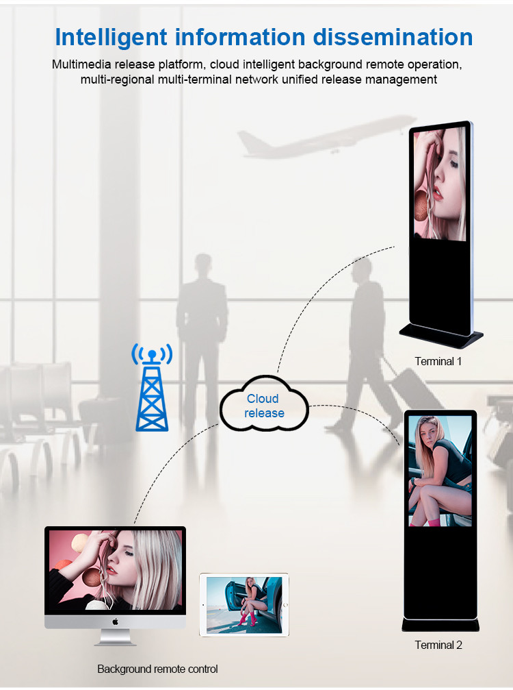 LED LCD Indoor Digital Advertising Display Signage With 4cm Ultra Thin Body