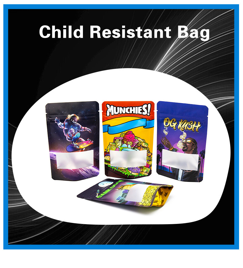 Child Resistant Zip Lock Bags Polyester Weed Bag Child Resistant Medication Bags Stand Up Pouches