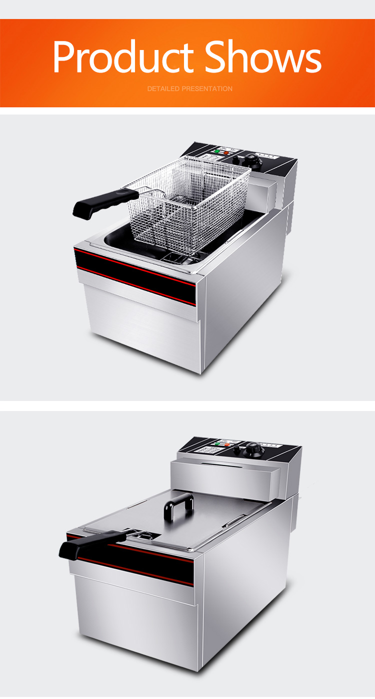 12kg Capacity Commercial Electric Deep French Fries Fryers with Single Tank