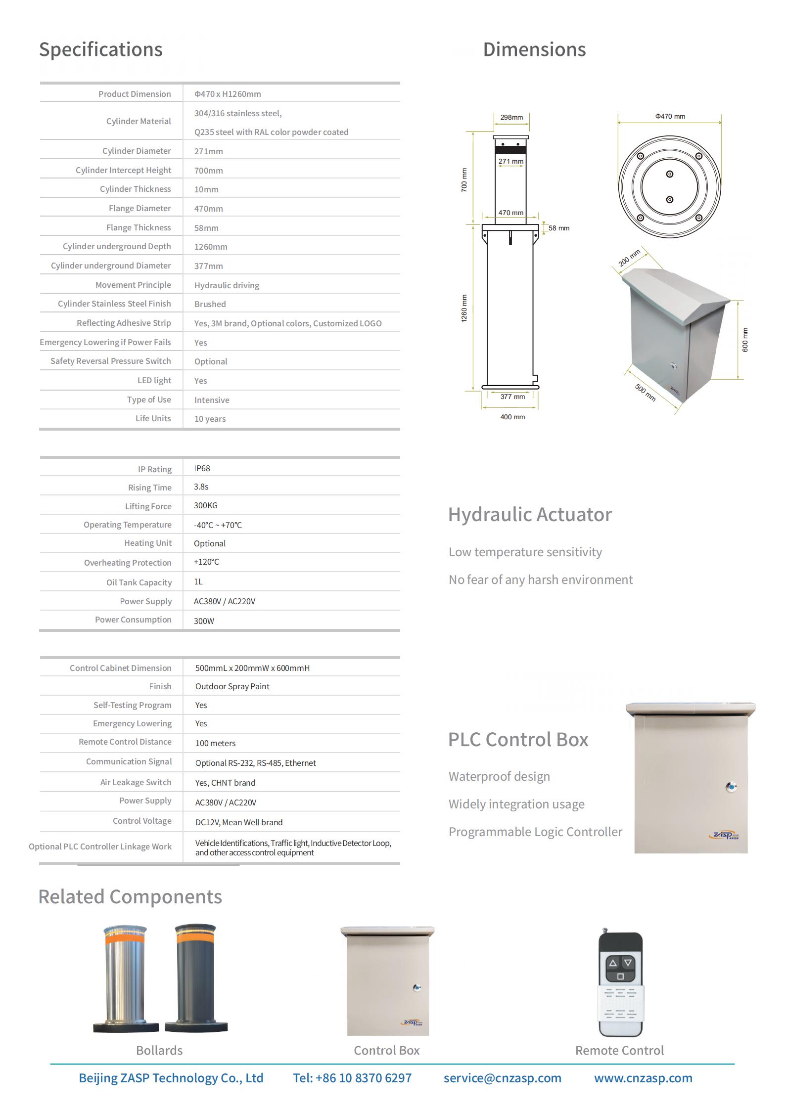 RAL Colors Retractable Automatic Bollards For Driveways Vehicle Access Control