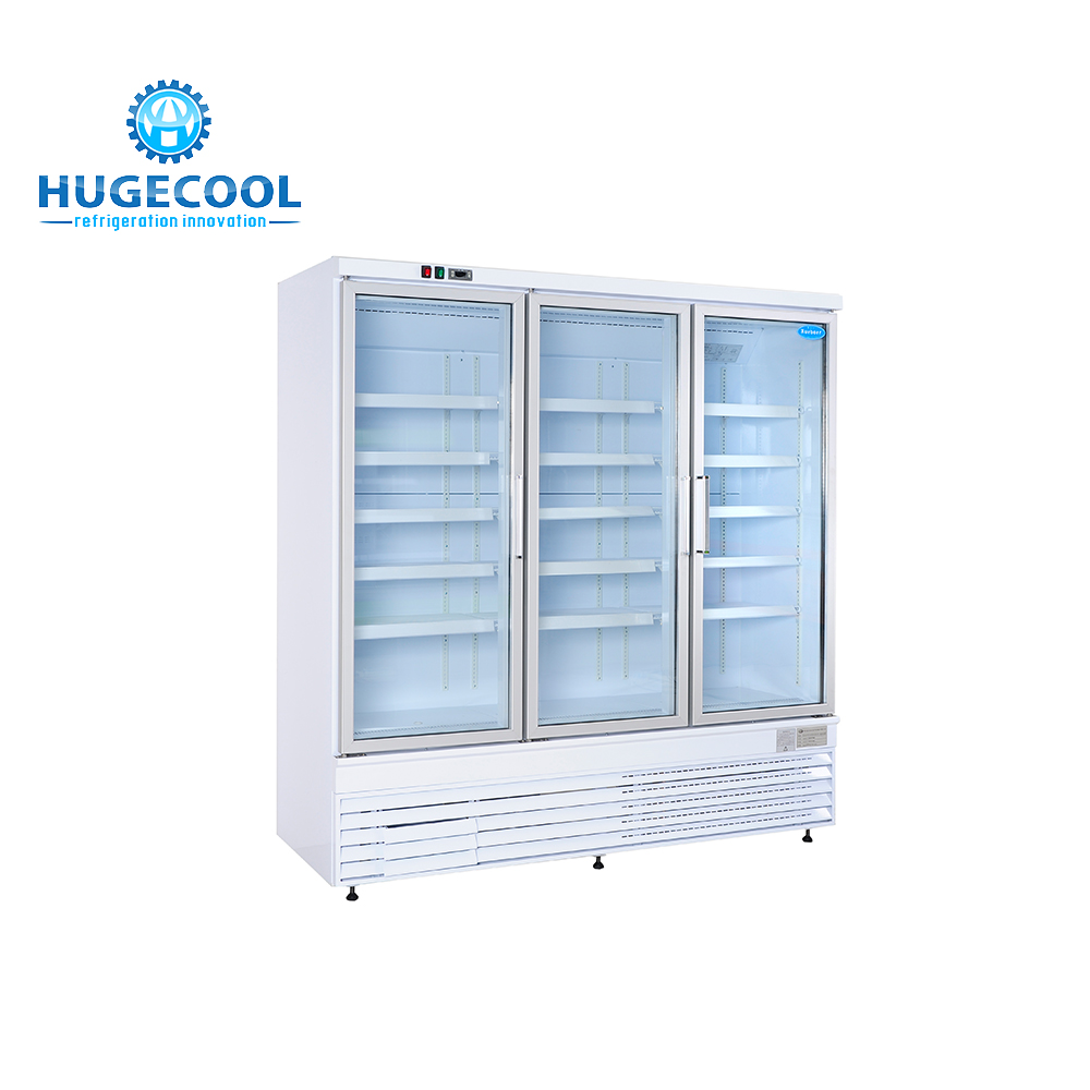 Supermarket Commercial Display Fridges , Refrigerated Display Cabinet With Double Glass Door