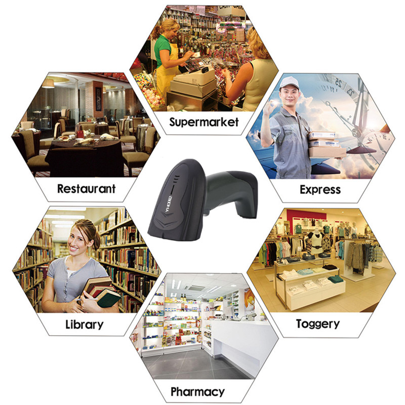 1D 2D High Resolution Barcode Scanner Wireless For Stores Supermarket