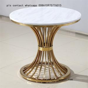 China Metal plated stainless steel marble table simple coffee round table wholesale