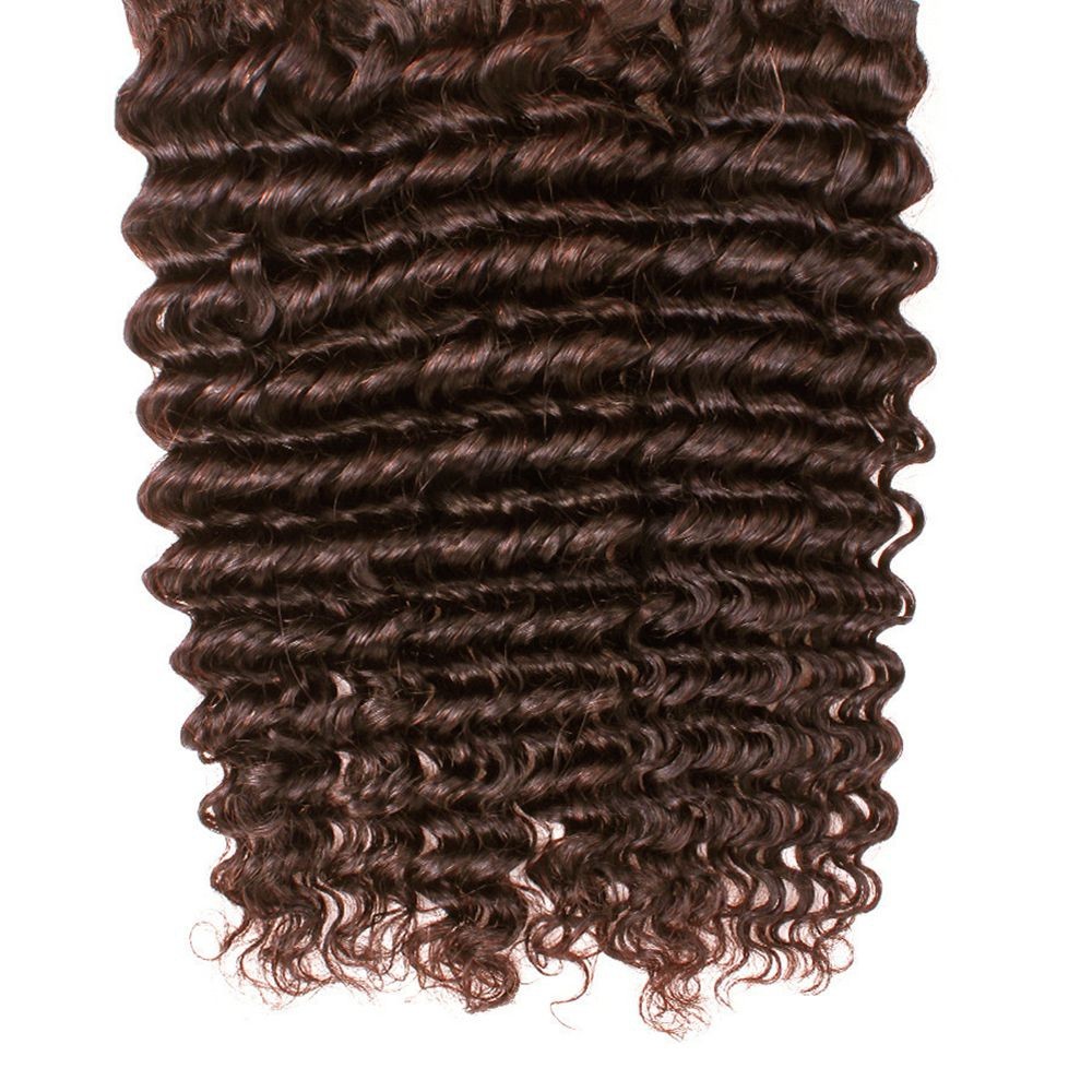 #4 Medium Brown Deep Wave Remy Human Hair Bundles Sew In Weave Bundles Brazilian Bundle Deals