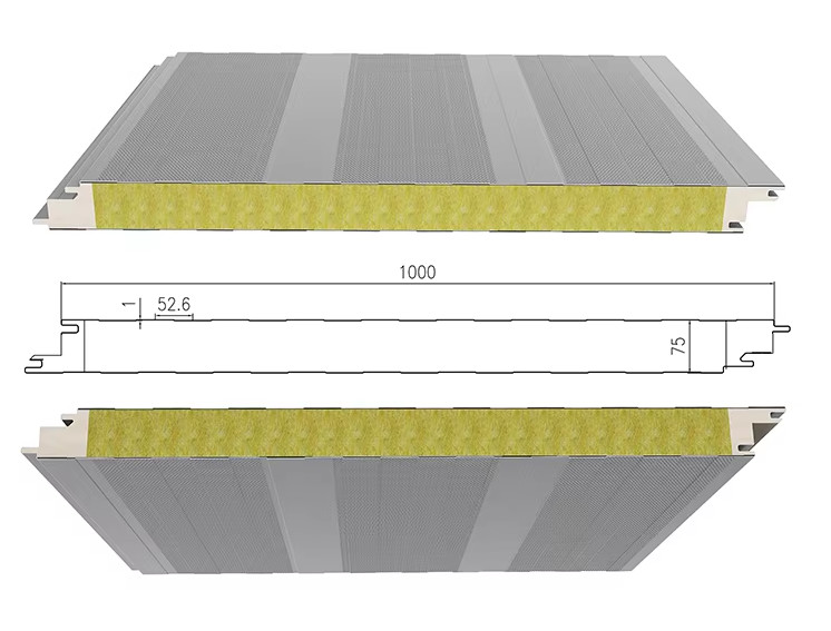 Customized Length Pu Foam Glasswool Glass Wool Sandwich Panel Fireproof
