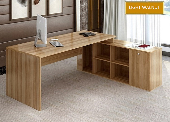 Beautiful Manager Office Furniture / Modern Office Desk Light Walnut / Black Color Custom