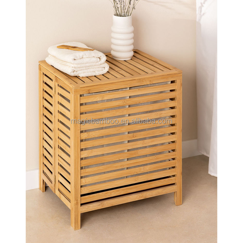 Foldable Bamboo Bathroom Rattan Storage Laundry Hamper Clothes Basket