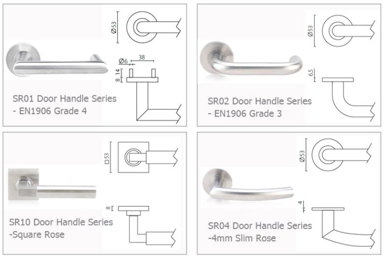 Optional Roses,Plates of Unity flat door handle, flat door handle set, door lever