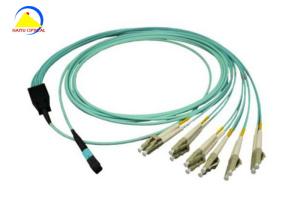 China 12F MPO Female Patch Cord 6 DLC 10G OM3 Aqua Color Around Cable wholesale