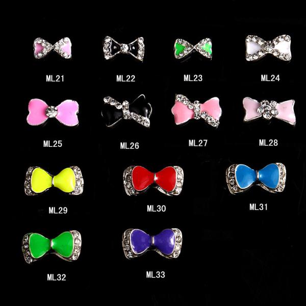 Hot NEW Wholesale nail art Jewelry 3D Bows Alloy Nail Art Jewelry Nail rhinestones Sticker Supplier Number ML21-33