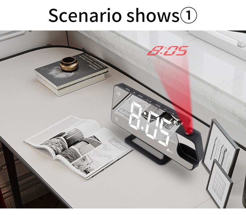 Smart LED Laser Ceiling Room Thermometer Digital Projection Alarm With Radio And Weather Station
