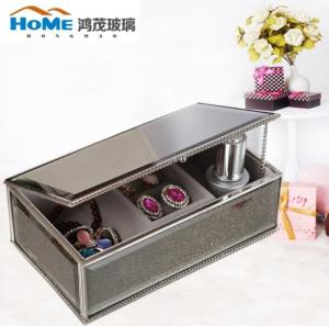 China Personalised Mirrored Glass Jewellery Box / Glass Jewelry Case Organizer 192*116*67MM wholesale