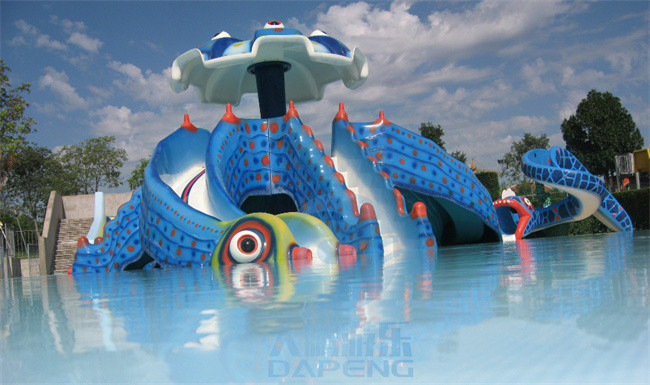 Octopus Mini Pool Slide Outdoor Indoor Children Play Pool Fiberglass With Roof