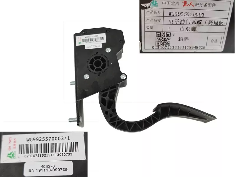 Sinotruk Howo Truck Parts Electronic Accelerator Pedal WG9925570002/1 in Standard Size
