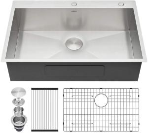 China 30x22 Drop In Top Mount Stainless Steel Kitchen Sink Basin wholesale