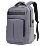 15.6inch Business Laptop Backpack USB Charging Black Leather Laptop Bag